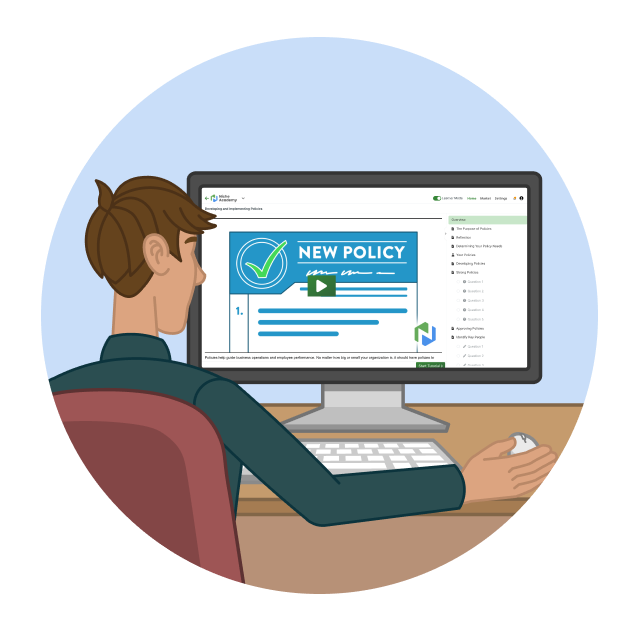 person completing online training