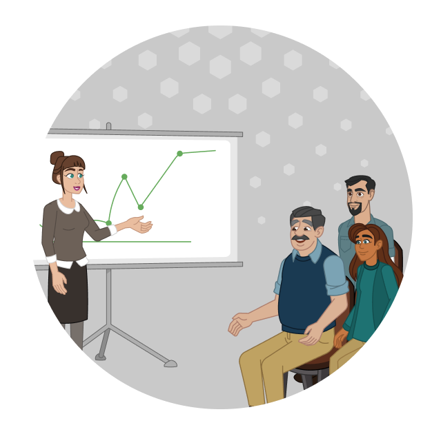 A librarian makes a presentation to a room full of diverse people.