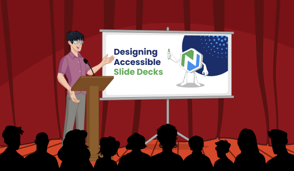 A presenter stands behind a podium pointing to a screen with Niche Buddy and the words 