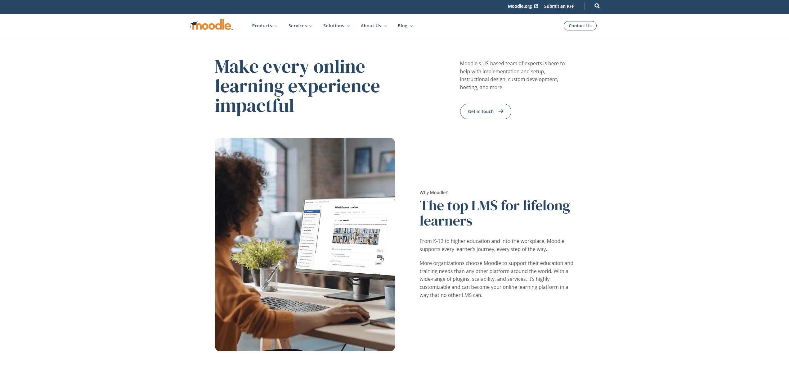 Screenshot of Moodle's homepage