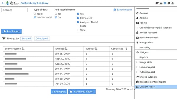 niche-academy-custom-reports