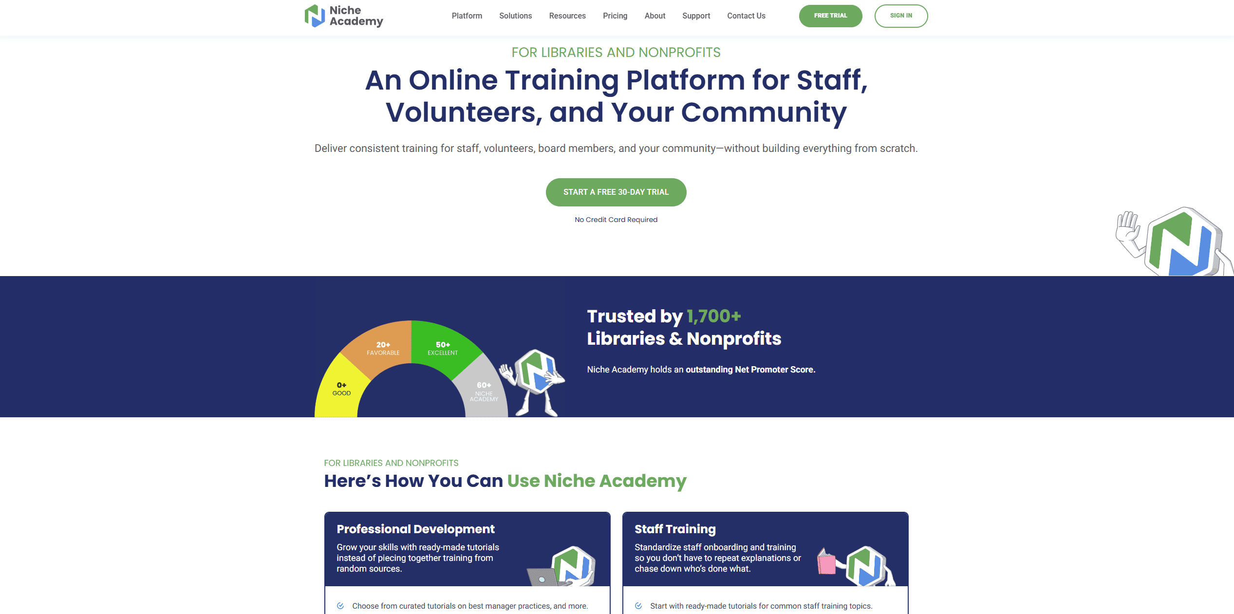 Screenshot of Niche Academy's homepage