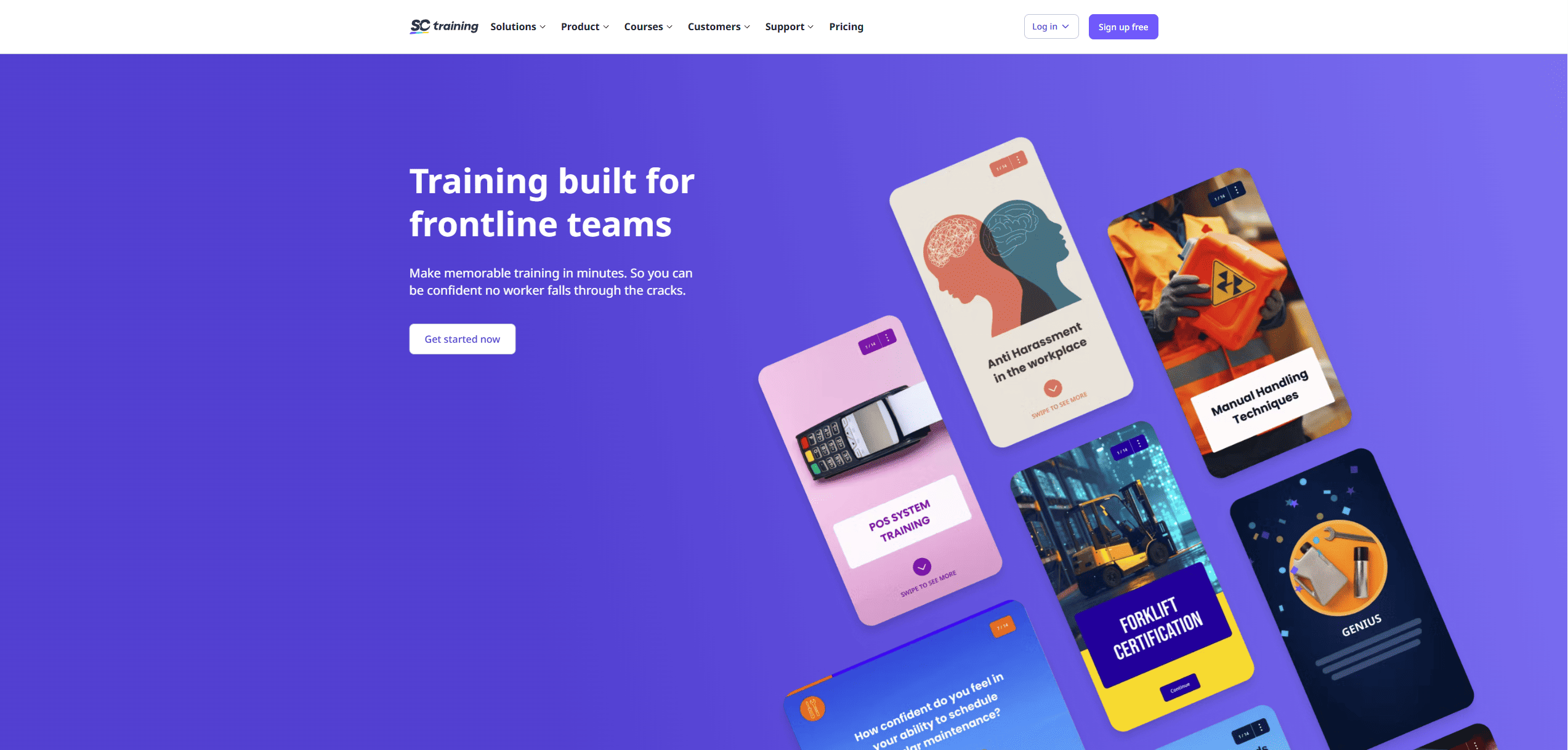 Screenshot of SC Training's homepage