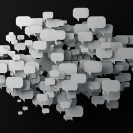 A cluster of thought bubbles on a black background