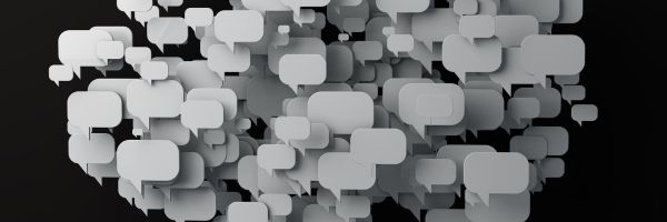 A cluster of thought bubbles on a dark background