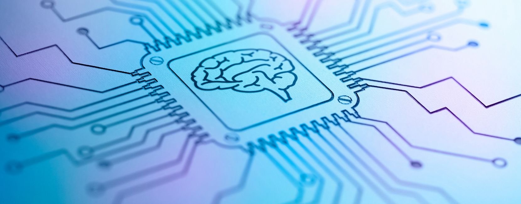A drawing of a brain on a computer chip