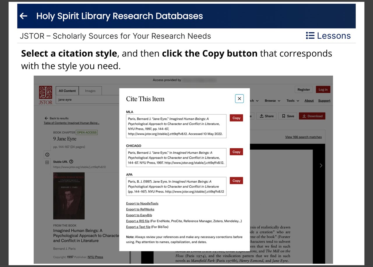 screenshot JSTOR tutorial citation lesson