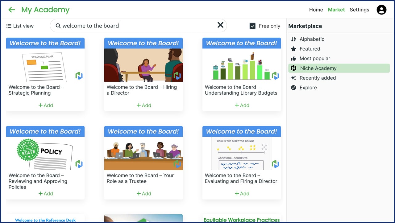 screenshot Welcome-To-The-Board-Series in Niche Academy marketplace