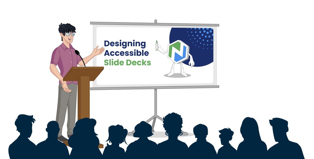 A presenter stands behind a podium pointing to a screen with Niche Buddy and the words 