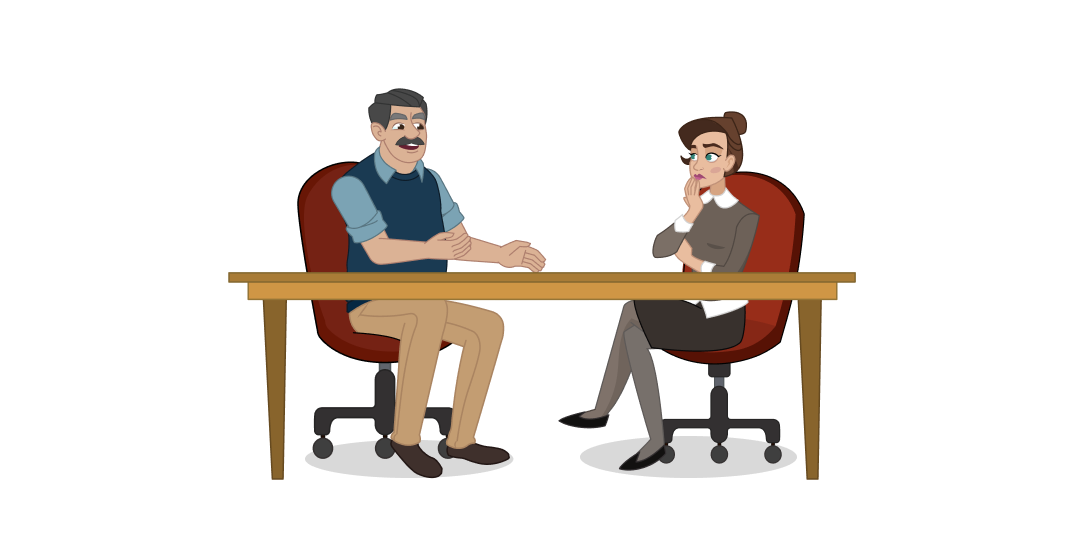  Two people having a conversation.
