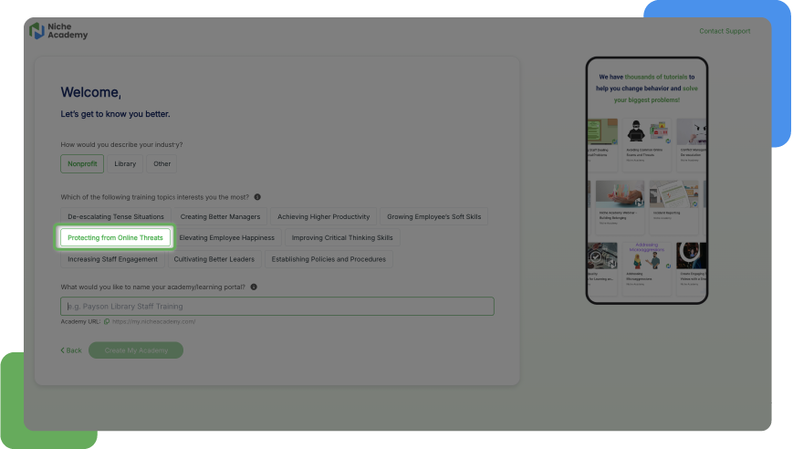 Learning platform interface mockup