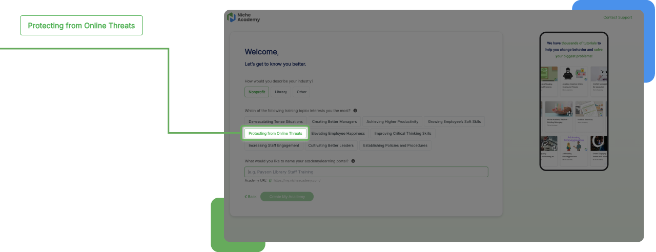 Learning platform interface mockup