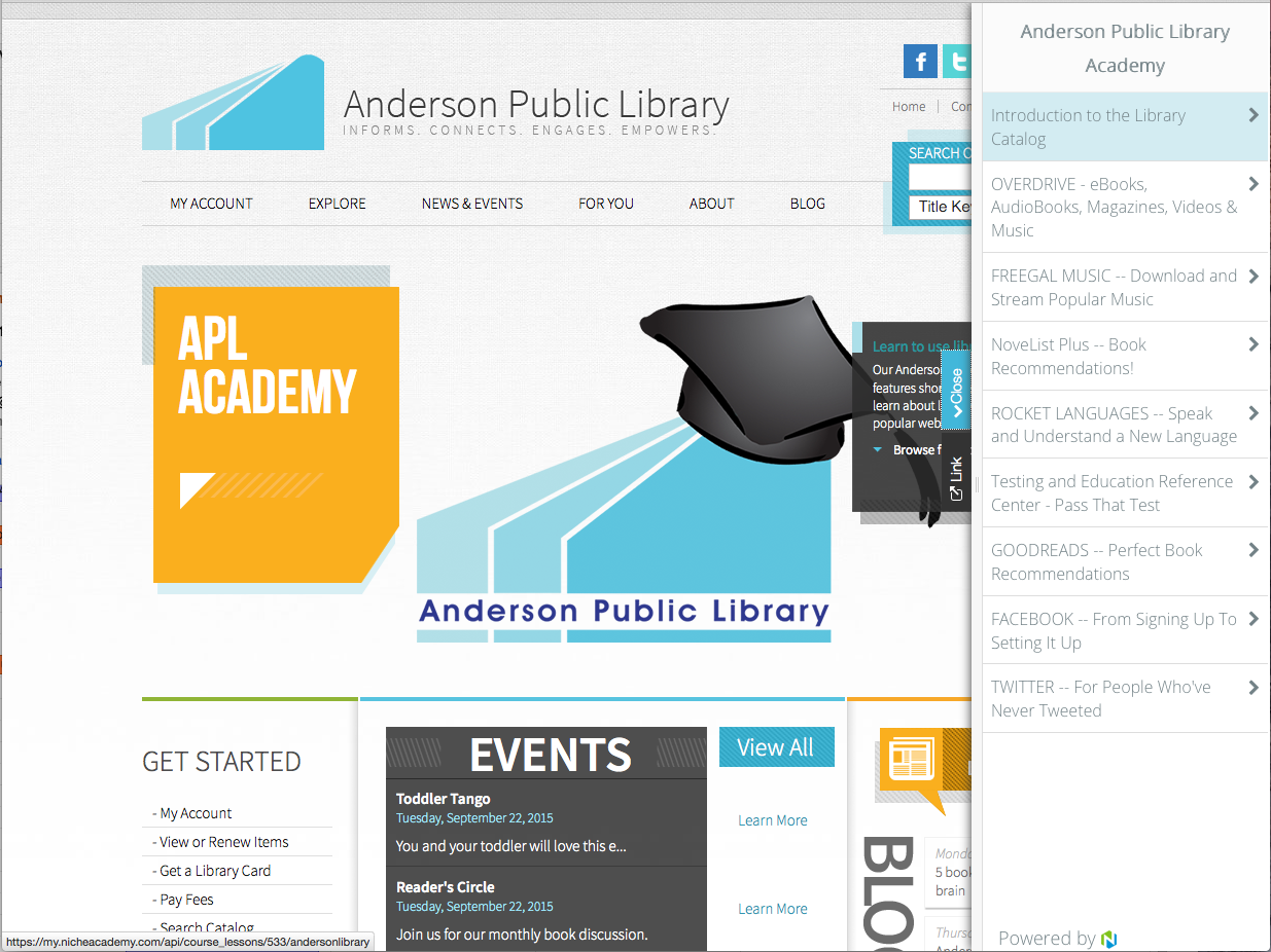 Anderson Public Library Home Page with Side Slider Anderson Public Library Home Page with Side Slider