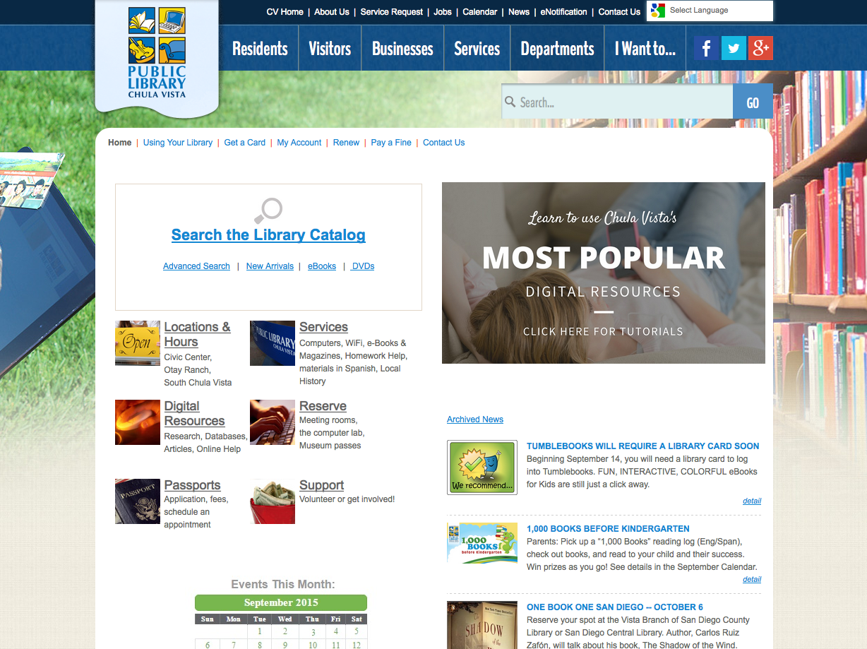 Chula Vista Public Library Home Page Chula Vista Public Library Home Page